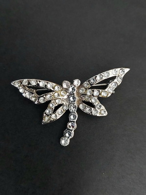 Metal vintage dragonfly brooch silver color