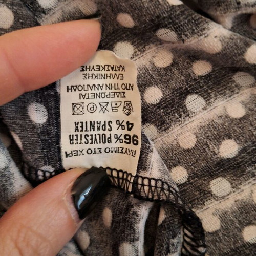 Top Line sleeveless blouse used, XL, black and white with polka dots