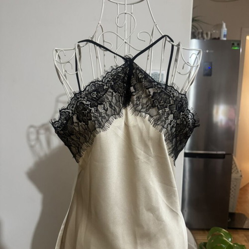 VG Styline Satin Dress Asymmetric with Lace Details, New, S/M