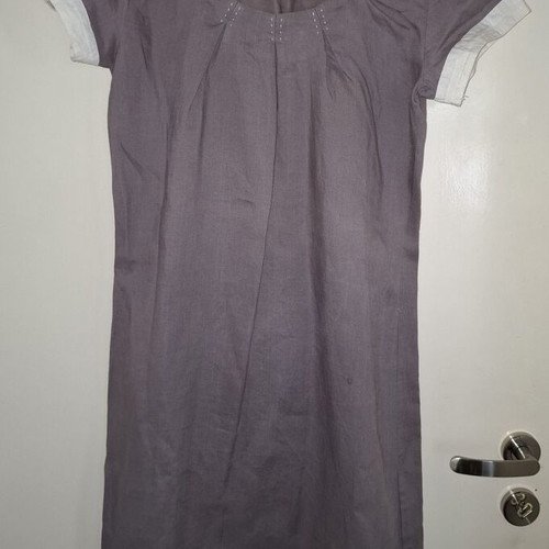 Linen midi dress used, grey-purple, size Medium
