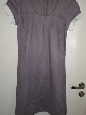 Linen midi dress used, grey-purple, size Medium