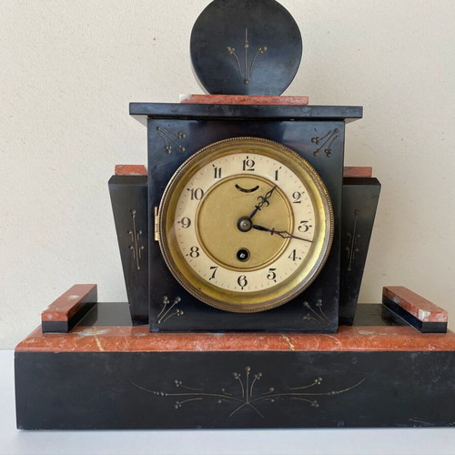 Antique tabletop clock used, marble, analog