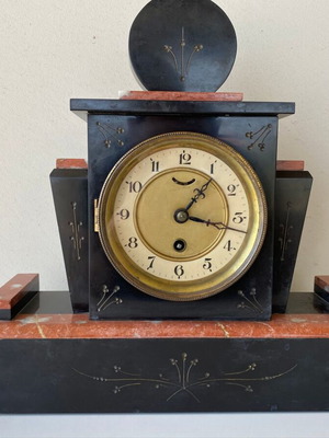 Antique tabletop clock used, marble, analog