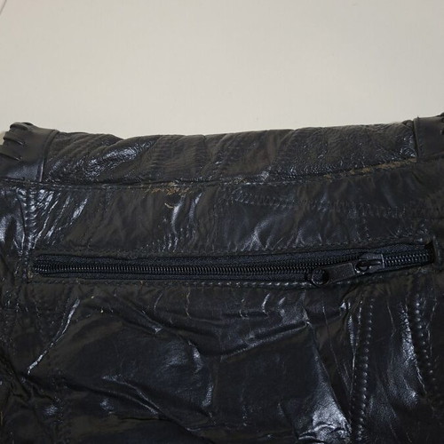 Leather shoulder bag black used with adjustable strap