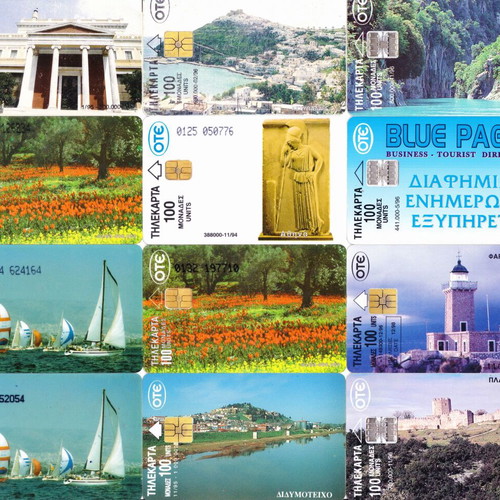 Greek phone cards used, set of 48 from 1994-1998