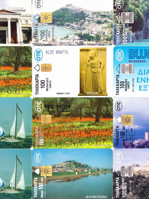 Greek phone cards used, set of 48 from 1994-1998