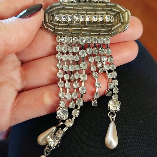 Brooch with stones like new, gray
