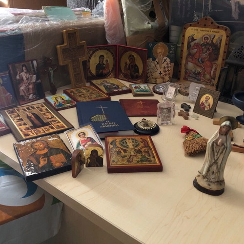 Religious icons and items used, package
