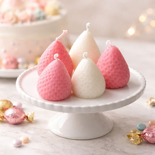 Strawberry birthday candles new, set of 5 pieces