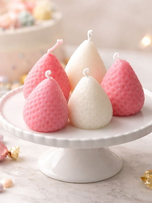 Strawberry birthday candles new, set of 5 pieces
