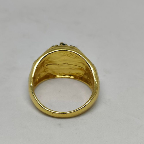 Pharaoh Ring with Enamel like new, size 12, gold color