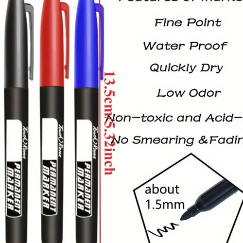 Set of 3 permanent, quick-dry, waterproof markers