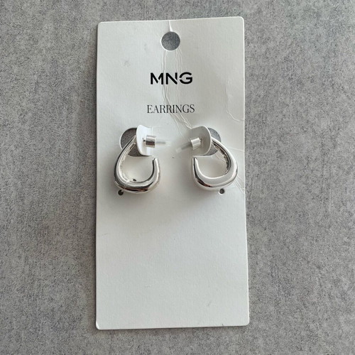 Mango women's metal earrings new, silver color