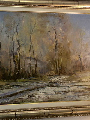 Winter landscape painting used with unique frame