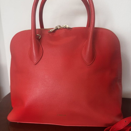 Furla Code Dome leather shoulder bag, red