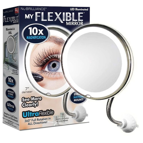 Magnifying Mirror with LED Light 10x and Flexible Neck