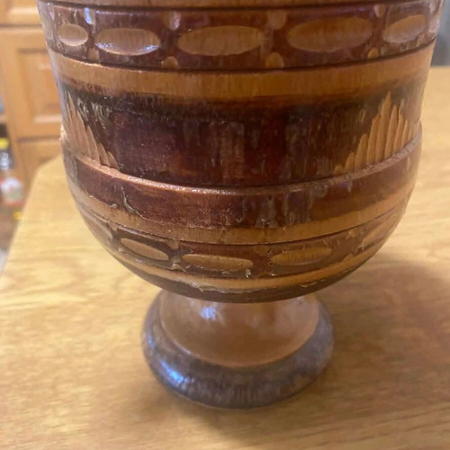 Wooden mortar and pestle used, old