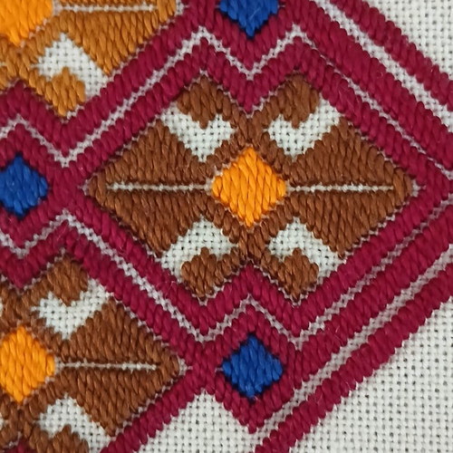 Handmade embroidered table runner with traditional Cretan design like new