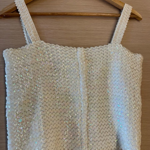 Evening top with sequins like new, sugar color, size L