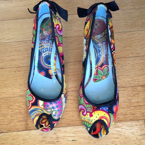 Peep toe colorful shoes used size 38
