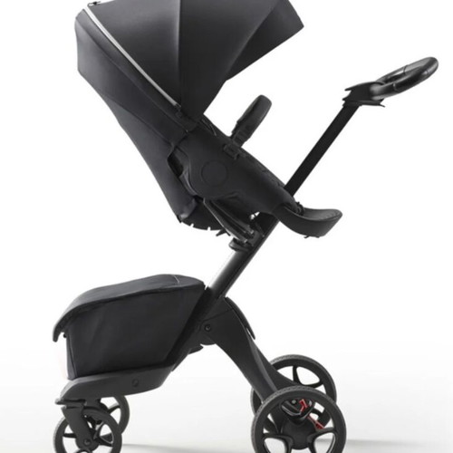 Stokke Xplory X Rich Black stroller with new seat kit and accessories