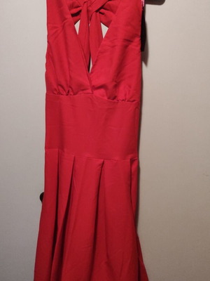 Women's summer dress new, backless with bow, red, size XL