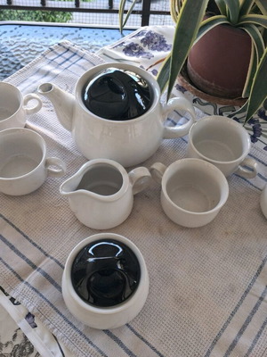9 Piece Tea Set White Ceramic From Russia New