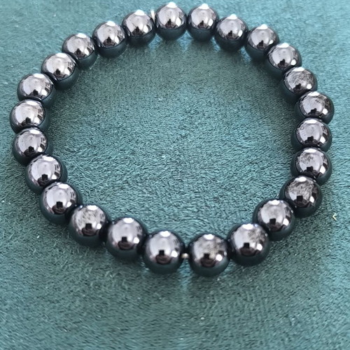 Hematite Bracelet 8mm beads elastic, new