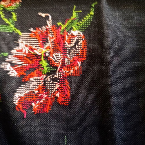 Handmade embroidered cross-stitch pillowcase 56x54 cm unused vintage