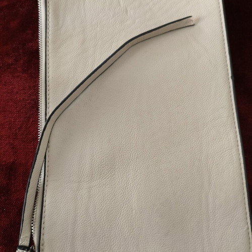 Zara Basic Collection clutch bag used, ecru with silver zipper