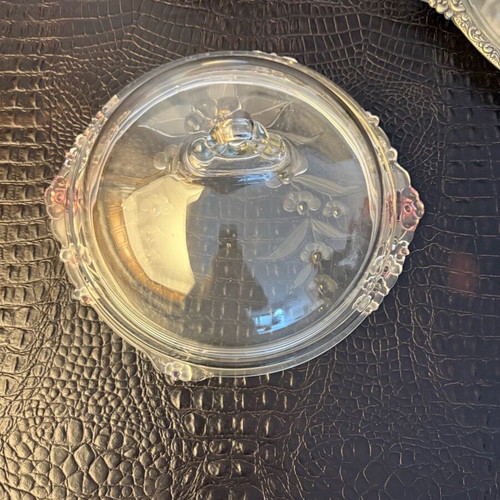 Vintage crystal serving dish used with lid