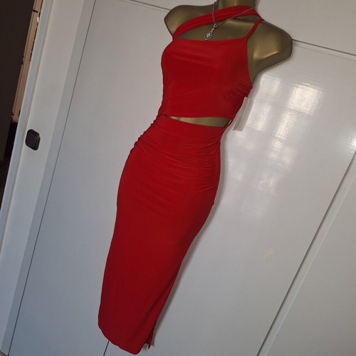 Red stretchy bodycon dress, sizes Small and Medium, new with tags