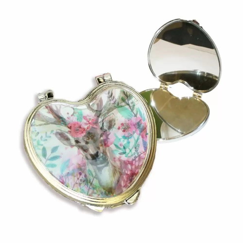 Double compact mirror new with embossed design