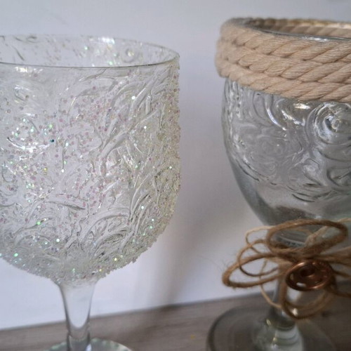 Decorative glasses with decoupage method like new