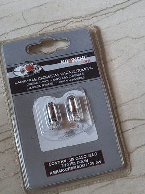 T10 Chrome Amber Car Lamps Krawehl 12V 5W New Set of 2