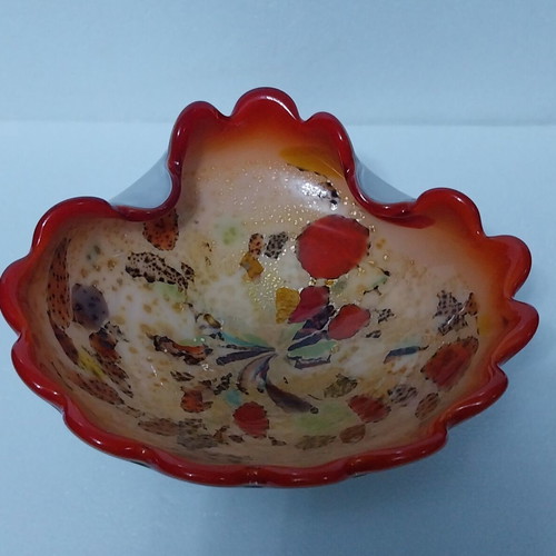 Murano Tutti Frutti Art Glass Bowl Vintage 1950-60s