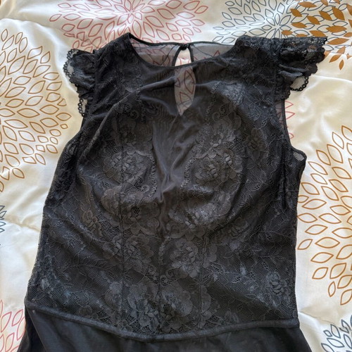 H&M black transparent bodysuit like new, size S