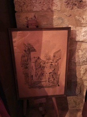 Old engraving used with tripod