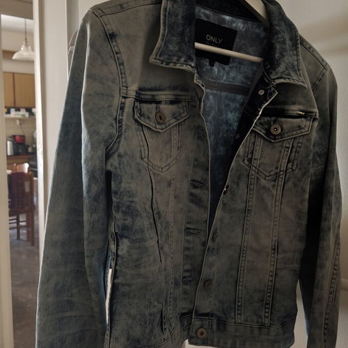 Denim jacket used, short waist, size S, blue