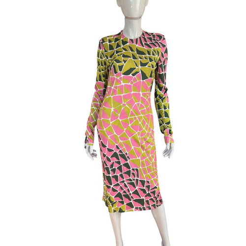 Emilio Pucci Printed Dress New, Size L, Pink Multicolor