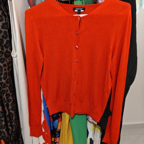 Denny Rose cardigan like new, red knitted with rhinestones