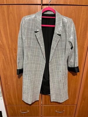 Zara dress/blazer like new with silver sequins gray