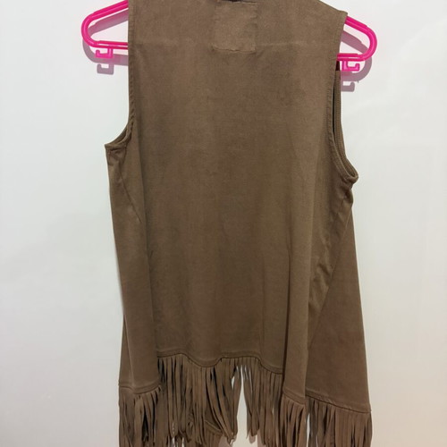 Bershka brown suede vest with fringes like new, size S/M