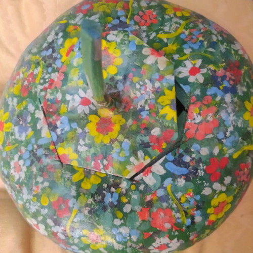 Decorative hand-painted dried water gourd 35 cm like new