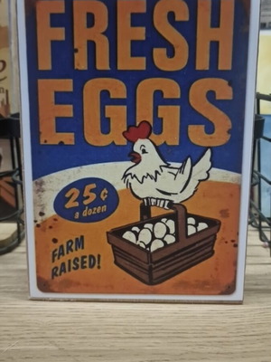 Fresh Eggs wooden decorative sign like new
