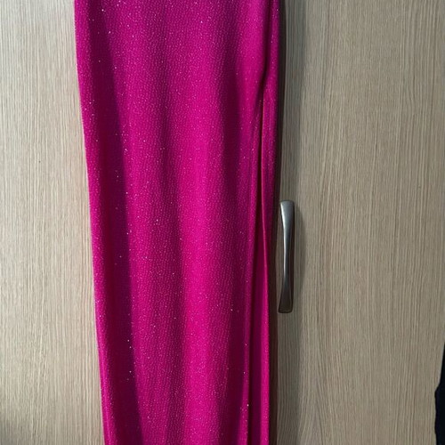 Angel Fashion pink glitter dress with leg split size S like new