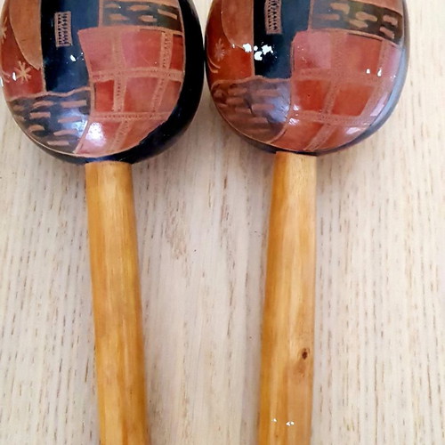 Vintage Colombian maracas 1966 handmade, used