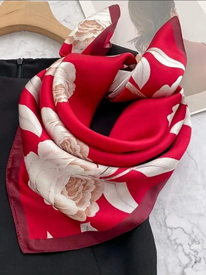 Women's scarves new, red 70×70cm