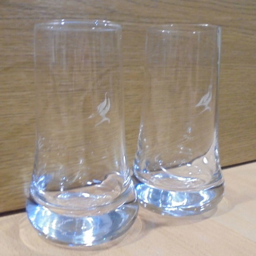 Famous Grouse Scotch Whisky set of two used tall promotional glasses