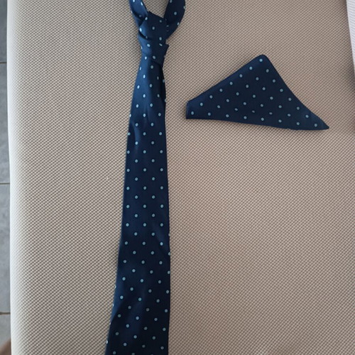 Barton MODA silk polka dot tie and matching pocket square set
